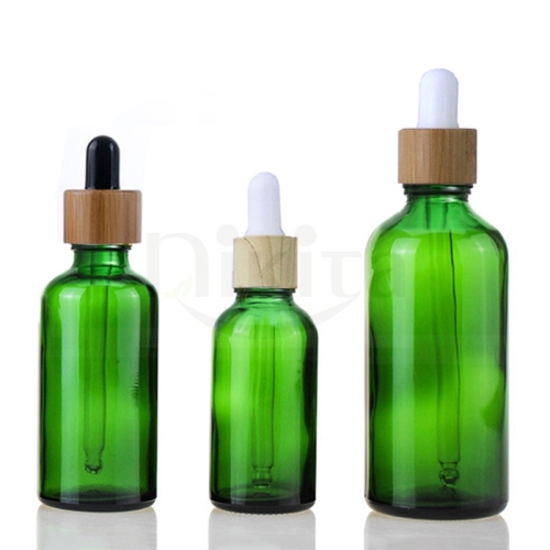 Custom Glass Bottle 30 ml 1oz 15ml Bamboo Dropper Pipette Glass Bottle for Essential Oil (GED04-G)