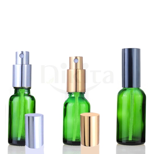 China Factory 10ml 30ml 50ml Green Color Empty Glass Spray Bottle For Cosmetic Packaging (GES02-G)