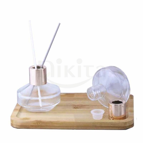 Simply Style 100ml Empty Round with Oblique shoulder Essential Oil bottle Aroma Diffuser Bottle Gold Cap(GFP12-C)