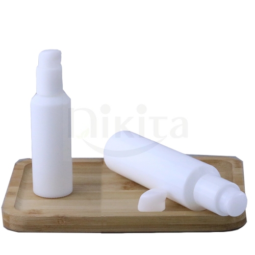 Fancy low MOQ empty 30ml 50ml 100ml 150ml opal white porcelain glass cosmetic serum bottle with cream pump