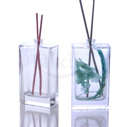 Luxury 50ml 100ml Empty Fancy Custom Transparent Flat Square Diffuser Aroma Glass Bottle(GFP03-C)