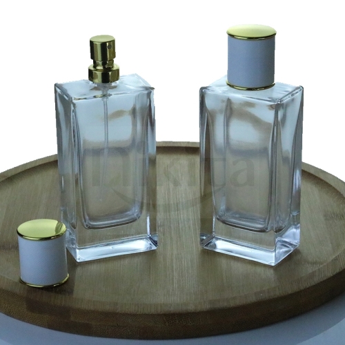 Hot sale Bottle for Perfume 50ml Clear square glass atomizer perfume bottle spray Glass Bottle with White Lid (GPM48)