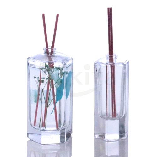Fast Delivery Unique 50ml 100ml Empty Hexgan Aroma Diffuser Clear Glass Bottle wholesale (GFP07-C)