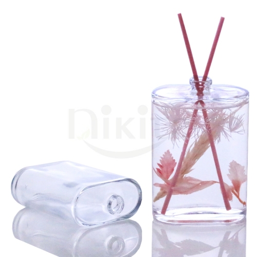High Quality New Design Empty Unique Flat Rectangle Shape 50ml 100ml Glass Diffuser Bottle Aroma Bottle(GFP08-C)
