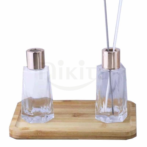 Luxury High Quality 100ml Empty Diamond Shape Tall Aroma Diffuser Glass Bottle with Gold Lid(GFP14-C)