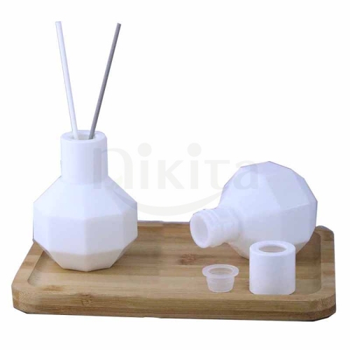 Hot Sale New Product 100ml Empty Polygon White Glass Diffuser Bottle wholesale white cap with plug(GFP20-W)