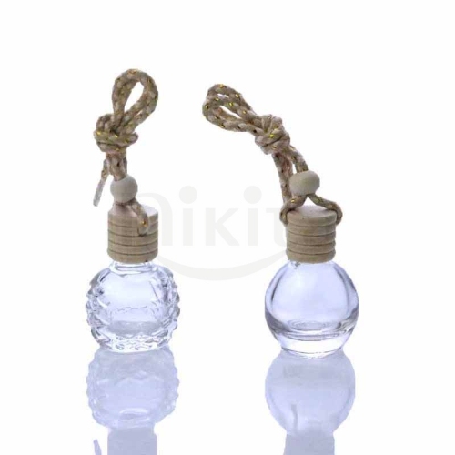 New Design 10ml Ball Shaped Car Air Freshener Perfume Diffuser Glass Bottles with Wooden screw cap (CG02)