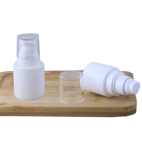 Wholesale 1oz 2oz empty ceramic opal white porcelain glass cosmetic skin care pump bottles for serum toner