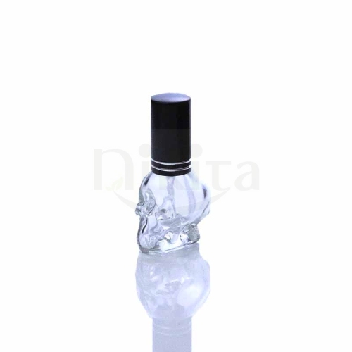 In stock Empty Mini 5ml 10ml Clear Cool Skull Shape Perfume Glass Bottle with Mist Sprayer(GPM20-S)