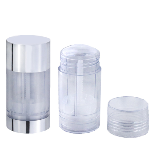 In stock Empty 30g 75g Cylinder Transparent Deodorant Tube Solid Perfume Container with silver Bottom(NRB41)