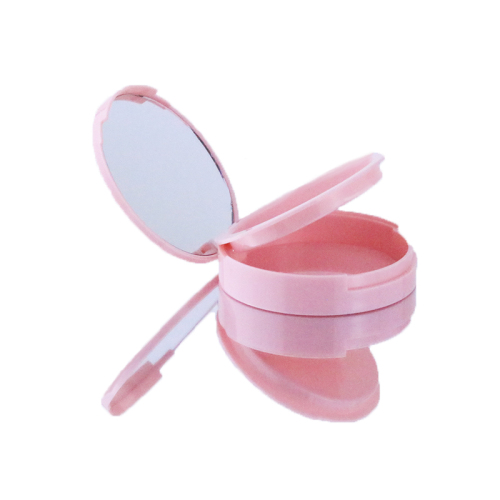 Low MOQ Perfect Rebranding Empty ABS Pink 74*18.5 Round Compact Powder Case Makeup Plastic Packaging(PPB02)