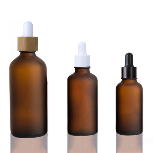 Cosmetic Dropper Glass Bottle 5ml 10ml 15ml 30ml 50ml Empty Amber Frosted Glass Bottle For Serum (GED01-AF)