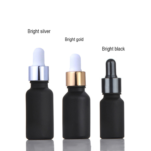 Custom Matt Black Dropper Bottle 15ml 30 ml 1oz Black Frosted Glass Dropper Bottle For Cosmetic Packaging (GED01-MB)