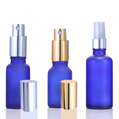 Factory Price Glass Bottles 50ml 1 oz 30ml Serum Blue Frosted Spray Glass Bottle (GES01-BF)