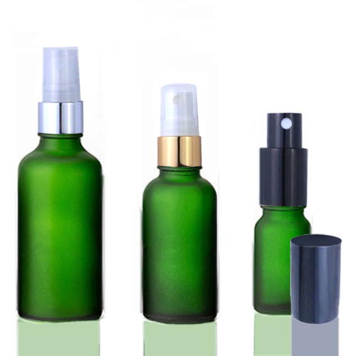 Factory Wholesale Serum Bottle 15ml Cosmetic Custom Frosted Glass Spray Bottle Green Packaging (GES01-GF)