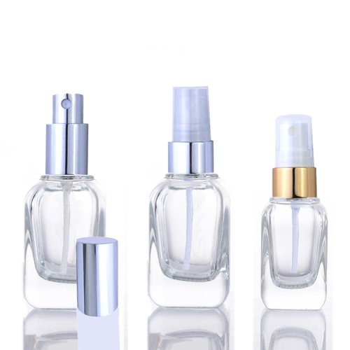 High Quality Serum Glass Spray Bottle 10ml Clear Square Spray Bottle Glass Packaging (GSS01-C)