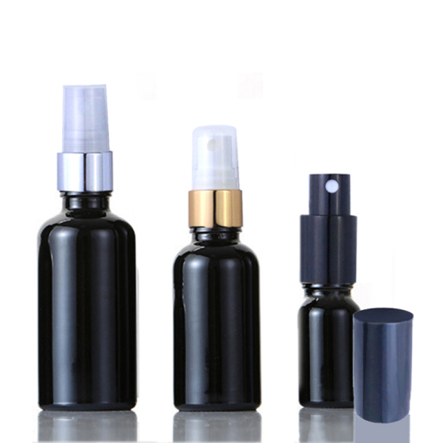 China Manufactory Spray Bottle Glossy Black Glass Spray Bottle Cosmetic15ml Glass Serum Bottle (GES01-BB)