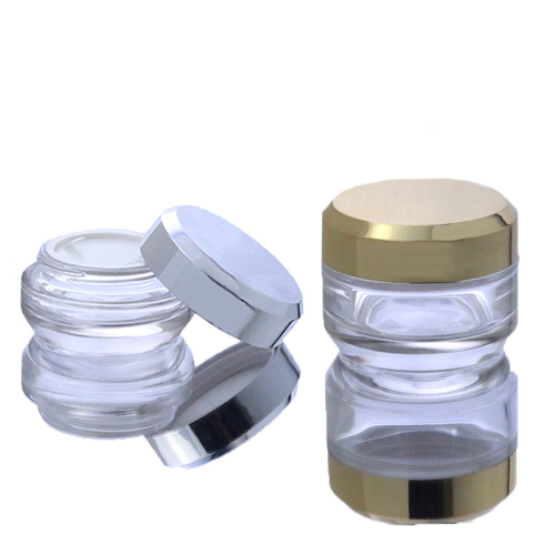 Luxury High Quality Empty 30g 50g Shining Round Glass Cosmetic Jar Skincare Container with silver gold Cap(GJE05-C)