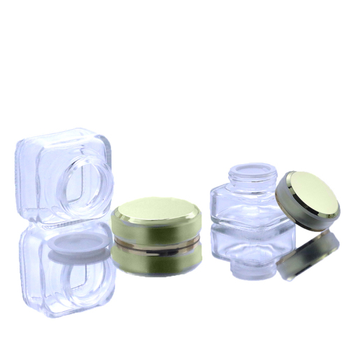 Luxury 30g 50g High Quality Cosmetic Cream Jar Square Clear Glass Jar With Golf Round Lid (GJE14-C)