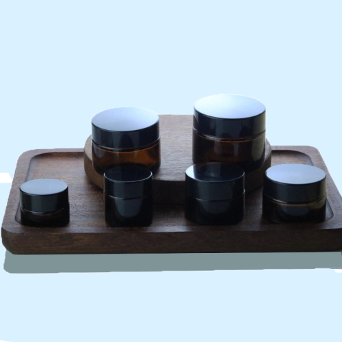 Cosmetic Amber Glass Jars Hot Sale 10ml 15ml 30ml 1 oz Amber Round Cosmet Glass Jar (GJM02)