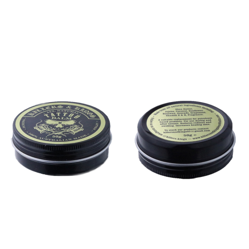 Fancy custom label 60ml empty tin cans round 2oz matte black aluminum cosmetic cream jar with screw lid