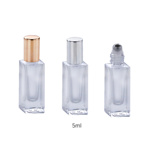 Fancy slim 5ml 10ml 20ml Square Perfume Roller Ball Bottle Glass Roll On Bottle with Gold Silver Lid (NRB25)