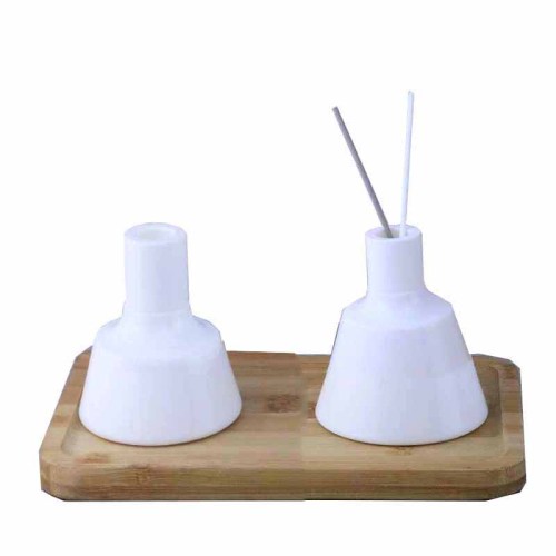 In stock 100ml Empty Round Shape Ceramic Glass Diffuser Bottle with white gold lid(GFP16-W)