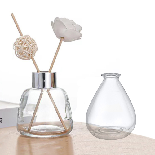 Luxury 200ml Unique Glass Decorative Room Diffuser Bottles Empty Silver Gold Cap Aroma Perfume Packaging (GFP11-H)