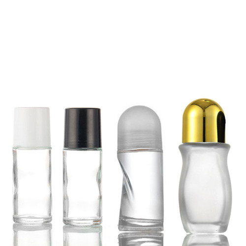 Empty 30ml 50ml Round Clear Glass Roller Bottles Body Massage Essential Oil Roll on Bottle with Lid (NRB07)