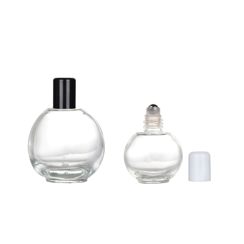Fancy Ball-shaped 10ml 20ml 30ml 50ml Clear Glass Metal Roller Essential Oil Bottles Empty 1oz Amber Glass Perfume Roll-on Bottle (NRB10-B)