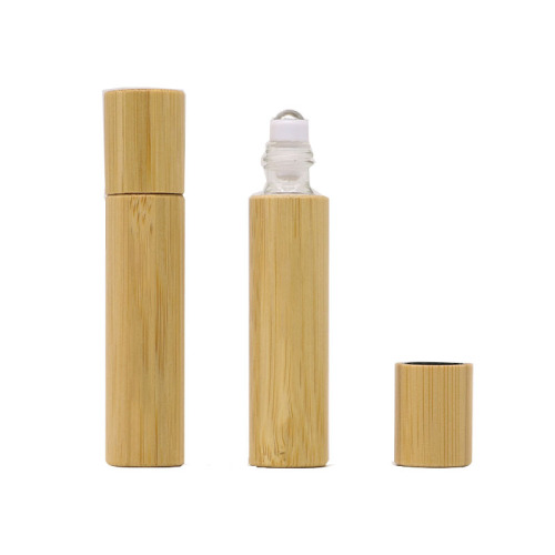 Custom Empty 5ml 10ml Bamboo Housing Case Perfume Roll On Bottles Cosmetic Essential Oil Glass Roller Bottle (NRB08)