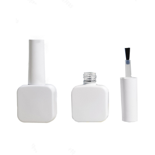In Stock 10ml White Glass Nail Polish Bottle Fancy Empty Square Nail Gel Bottles Cosmetic Packaging (NG03)