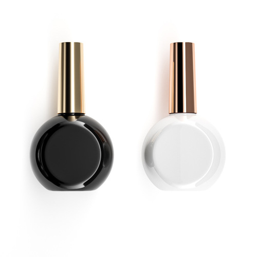 Hot Sale 12ml Oblate Black Glass Nail Polish Bottles Empty Cosmetic Nail Gel Glass Bottles Packaging (NG02)