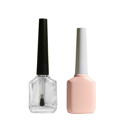 2025 New Design 12ml Pink Glass Nail Polish Bottles Empty Clear Glass With Black Brush Cap (NG04)
