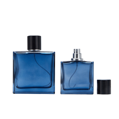 High Quality Fancy 30ml 50ml 100ml Empty Clear Flat Square Glass Perfume Bottle with Mist Sprayer(GPM03)