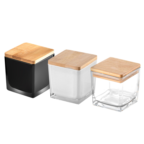Custom Clear Square 80ml 120ml 4oz 300ml 640ml Glass Candle Jars Luxury Empty Candle Glass Jar (GYCJ01)