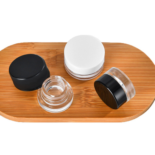 Luxury 3g 5g Mini Lip Balm Container Empty 3ml 5ml Round Clear Glass Cosmetic Cream Jars With Gold Lid (GJM10)