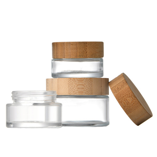50ml 100ml Wholesale Empty Glass Jar Cosmetic Frosted Glass Jar With Bamboo Cap (GJM05)