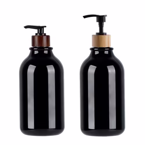 300ml 500ml PET Plastic Bottle in Stock Custom Empty Round Plastic Shampoo Pump Bottle(PB02)