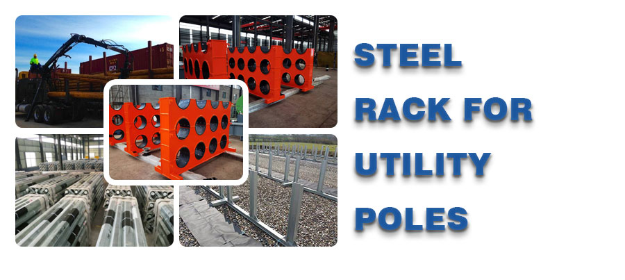 Steel rack for utility poles