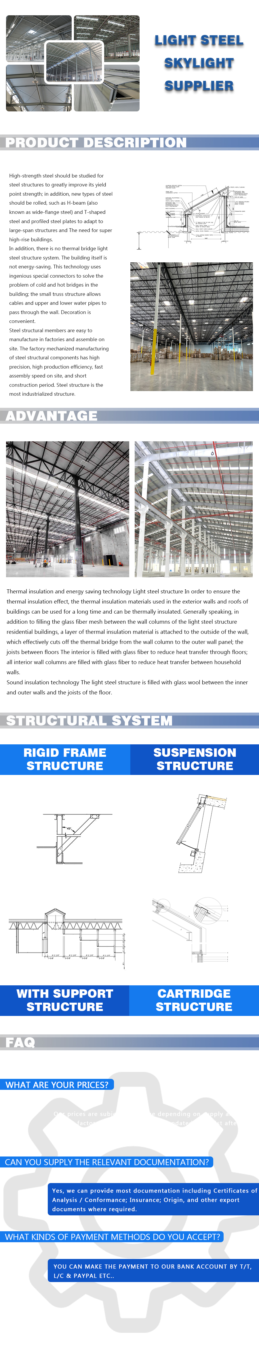 Light steel skylight supplier