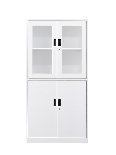Metal Storage Cabinet with Glass Doors - 71" Locking Display Cabinet with 2 Adjustable Shelves, 4-Tier Tall Steel Cabinet Locker for Home Kitchen, Living Room, Bedroom