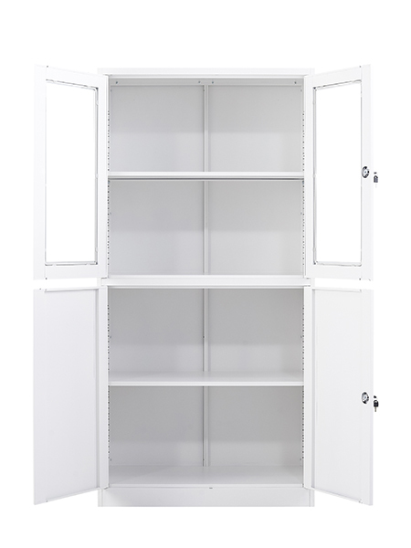 Metal Storage Cabinet with Glass Doors - 71" Locking Display Cabinet with 2 Adjustable Shelves, 4-Tier Tall Steel Cabinet Locker for Home Kitchen, Living Room, Bedroom