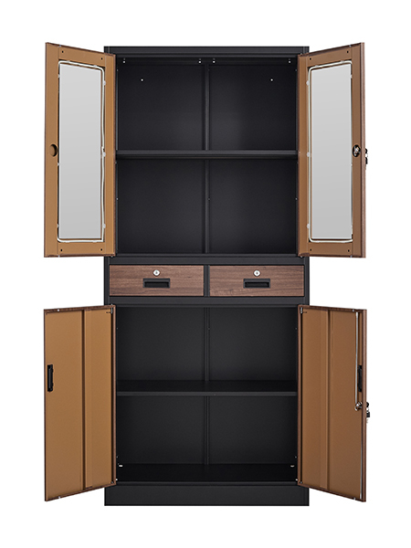Modern Home Cabinet, 71" Locker Stylish Steel Cabinet, Room Storage, Arylic Window Specification, Tall Free Standing Storage Cabinet with 2 Adjustable Shelf 2 Drawers