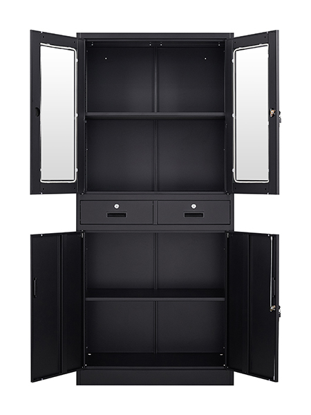 Modern Home Cabinet, 71" Locker Stylish Steel Cabinet, Room Storage, Arylic Window Specification, Tall Free Standing Storage Cabinet with 2 Adjustable Shelf 2 Drawers