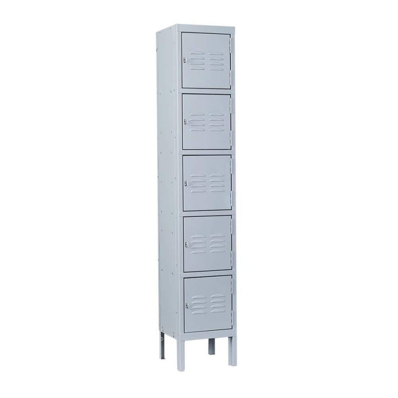 MLEZAN | 5-Tier Shelf Metal Locker for Employees Students Storage Cabinet Locker in Gray