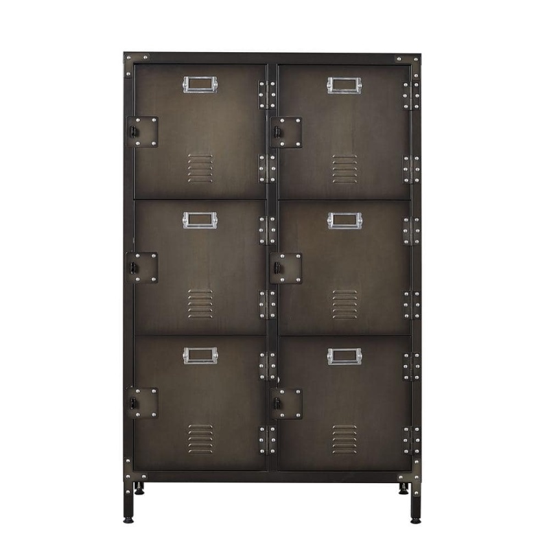 MLEZAN | Industrial Metal Storage Locker Free Standing Steel Cabinet Organizer with 6-Doors 13.8 in. D x 29.5 in. W x 47.3 in. H
