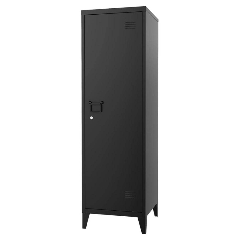 MLEZAN | 50" Storage Locker Cabinet Employee Lockers with 1 Door, Steel Lockers for Employees, Home Gym Office Garage (Black)