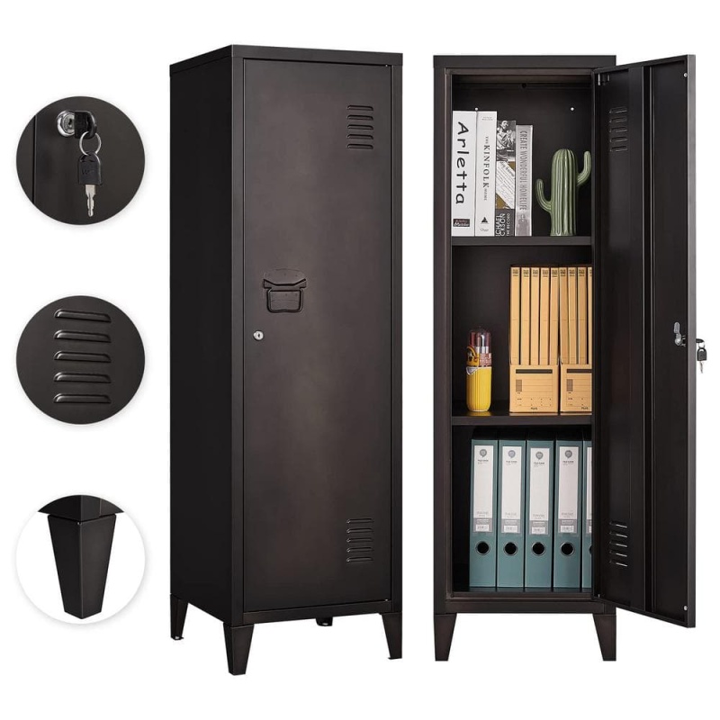 MLEZAN | 50" Storage Locker Cabinet Employee Lockers with 1 Door, Steel Lockers for Employees, Home Gym Office Garage (Retro Color)