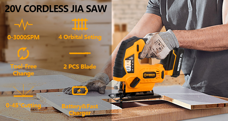 WORKSITE Industrial Jig Saw Machine Wood Die Making Steel Metal Cutting  Tools Mini 20V Battery Power Portable Cordless Jig Saw,Cordless Power Tools